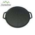 BBQ grill cast iron reversible griddle pan plate with two grilling surface